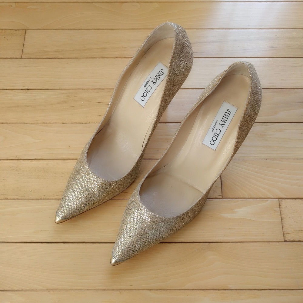 ⛔SOLD⛔ Jimmy Choo Gold Glitter Wedding Abel Pump - Picture 3 of 6
